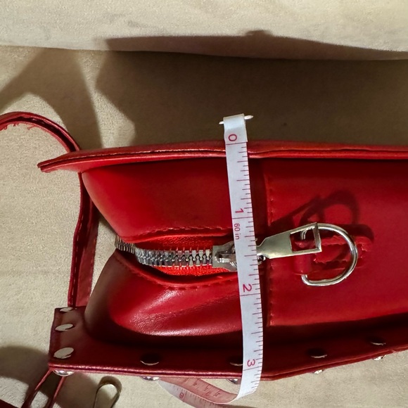 ๐ Red Coffin Crossbody Purse Bag with silver studs. ~9โ tall & ~3โ depth - Picture 7 of 10